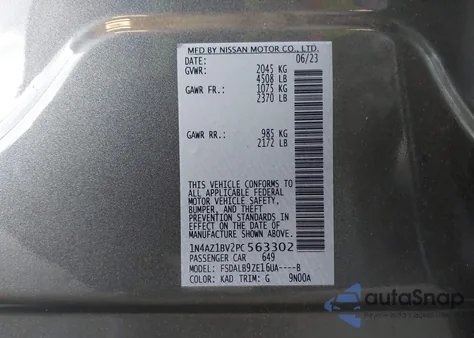 2023 Nissan Leaf S 40 Kwh from USA, damaged, VIN 1N4AZ1BV2PC563302